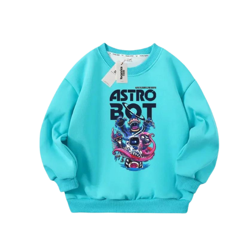 Astro Bot Turquoise Blue Sweatshirt Kids