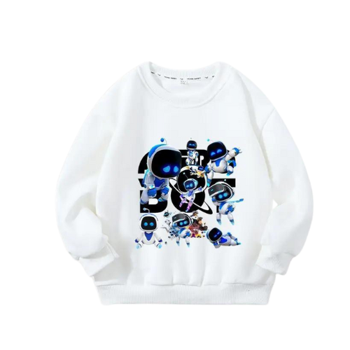 Astro Bot White Sweatshirt Kids - Galactic Adventure