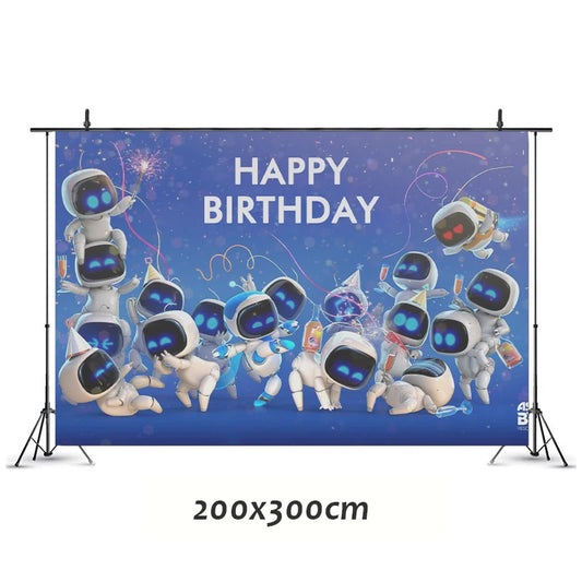 Astro Bot Birthday Backdrop (Multiple Sizes Available)