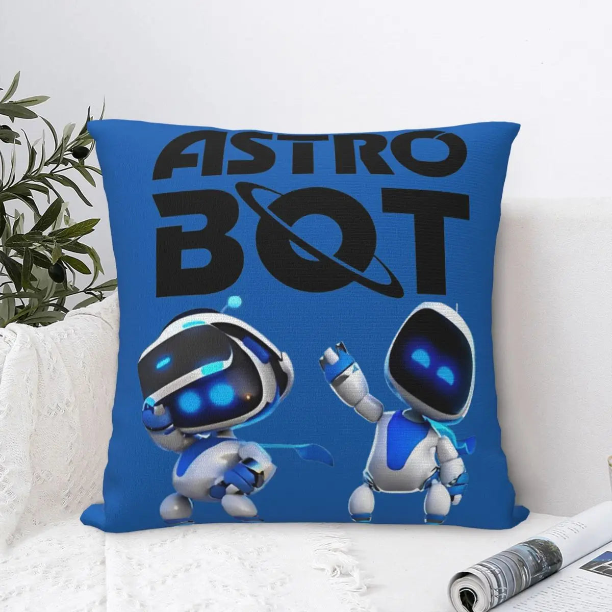 Astro Bot Decorative Throw Pillow – Blue Gaming Cushion