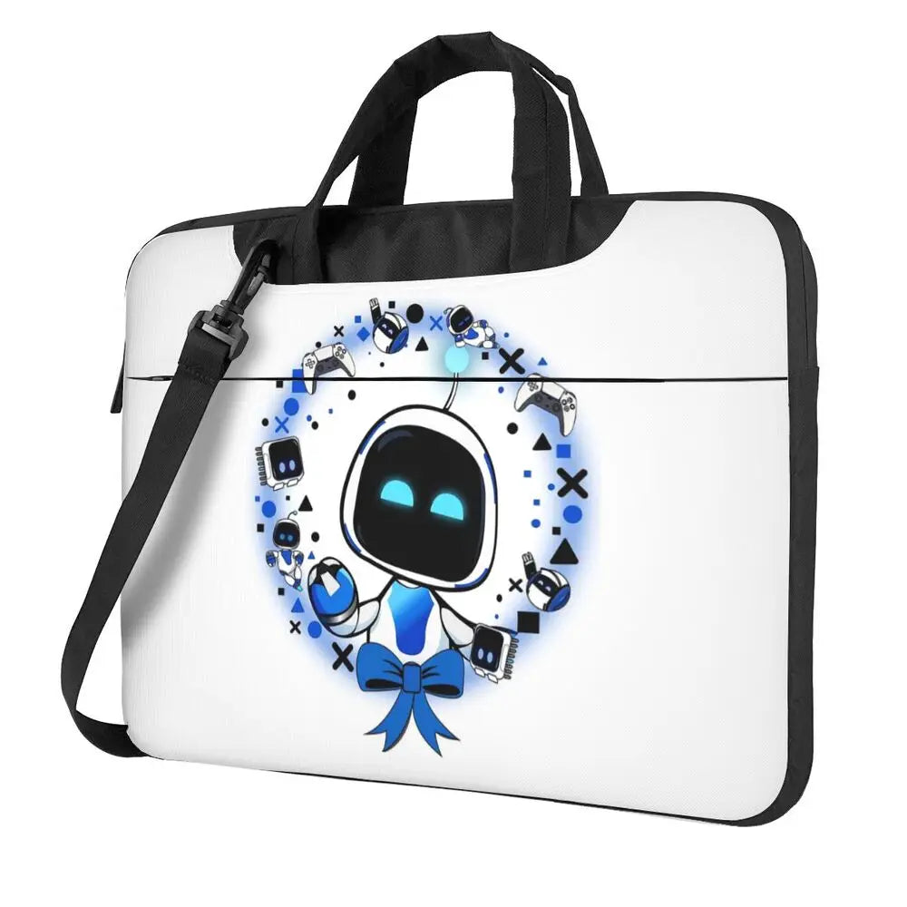 Stay Connected with Astro Bot – White Astro Bot Laptop Bag