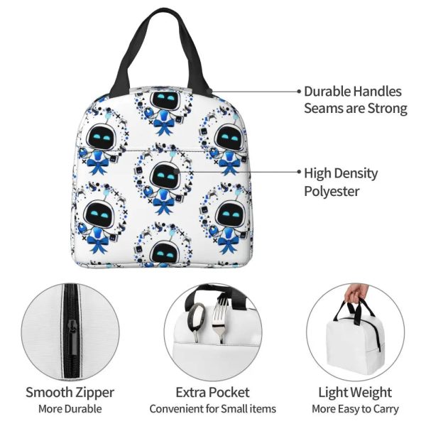 Stay Stylish and Fresh - Astro Bot Pattern Lunch Bag (white)